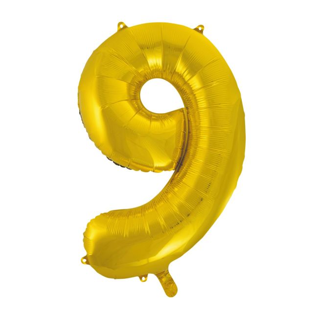 Balon auriu folie cifra 9 - 90 cm