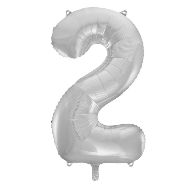 Balon folie argintiu cifra 2 - 90 cm