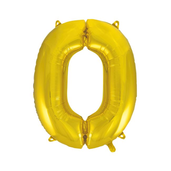 Balon folie auriu cifra 0 - 90 cm
