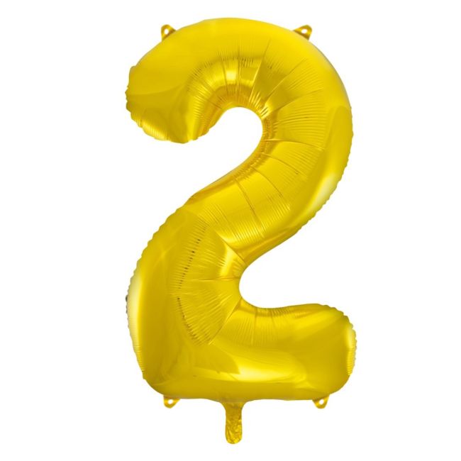 Balon folie auriu cifra 2 - 90 cm
