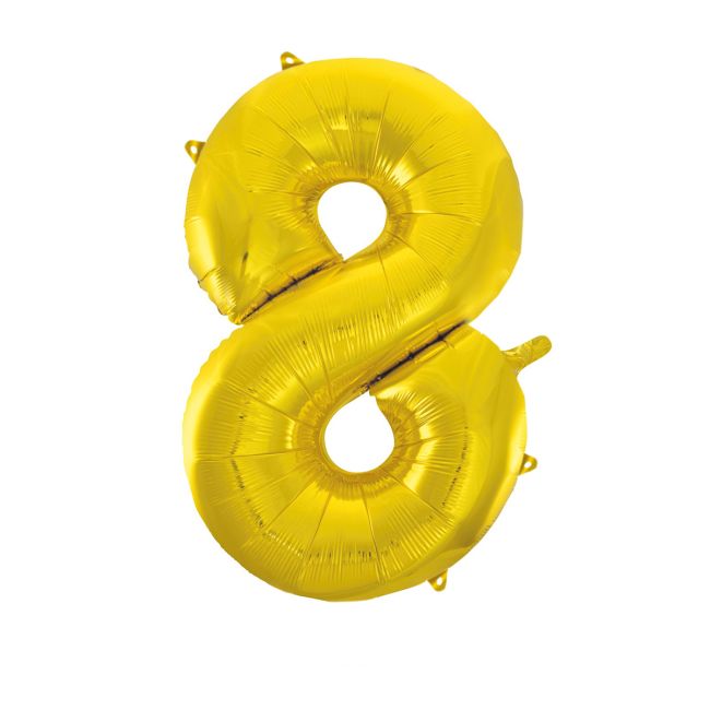 Balon folie auriu cifra 8 - 90 cm