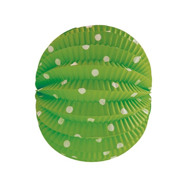 Lampion verde cu buline albe 22 cm