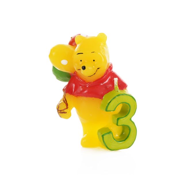 Lumanare 3D Winnie the Pooh Disney, cifra 3, inaltime 6 cm
