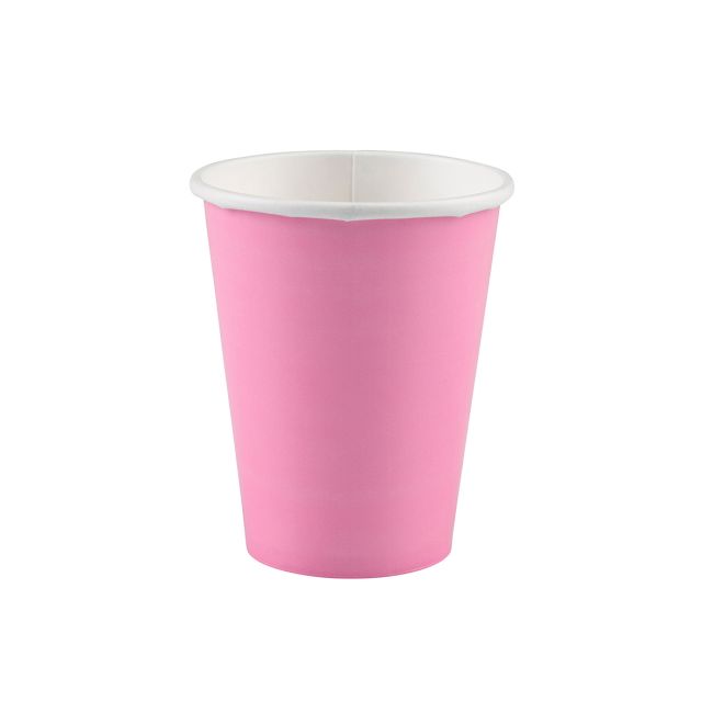 Pahare roz din carton pentru party la set de 8 pahare de 266 ml