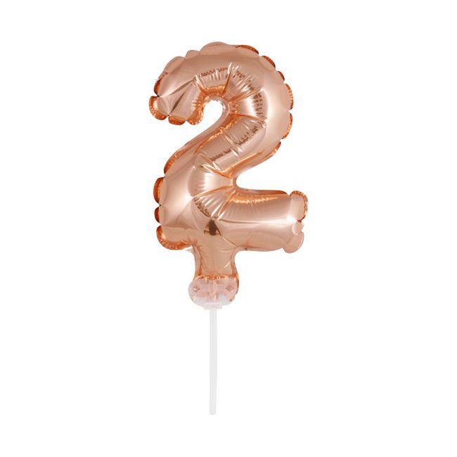 Balon decorativ cifra 2 roz gold - 13 cm