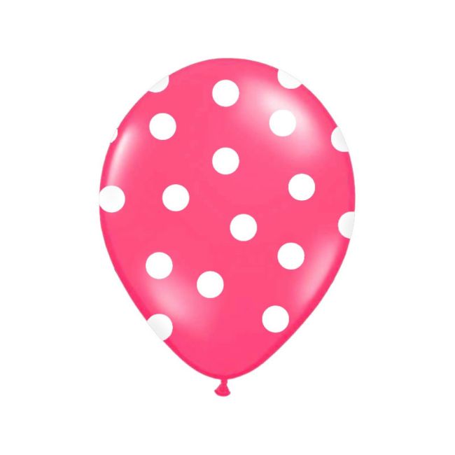 10 baloane roz inchis cu buline albe 30 cm