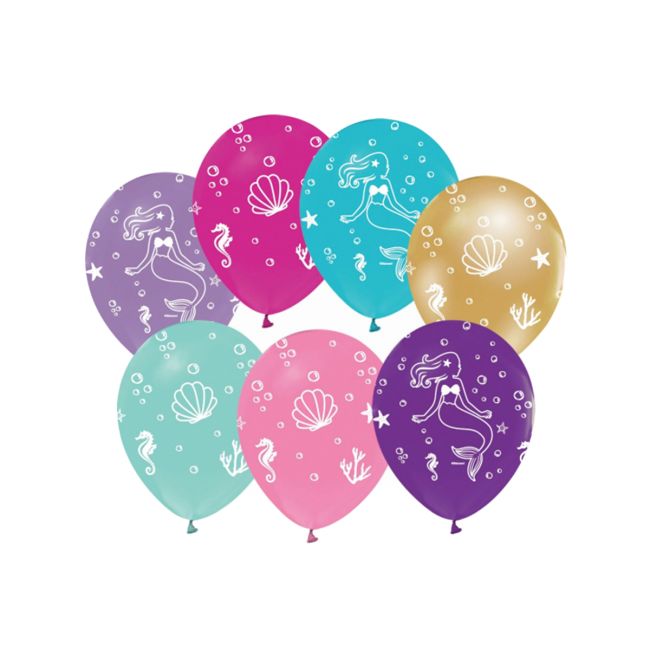 5 baloane colorate cu Sirenă - 30 cm