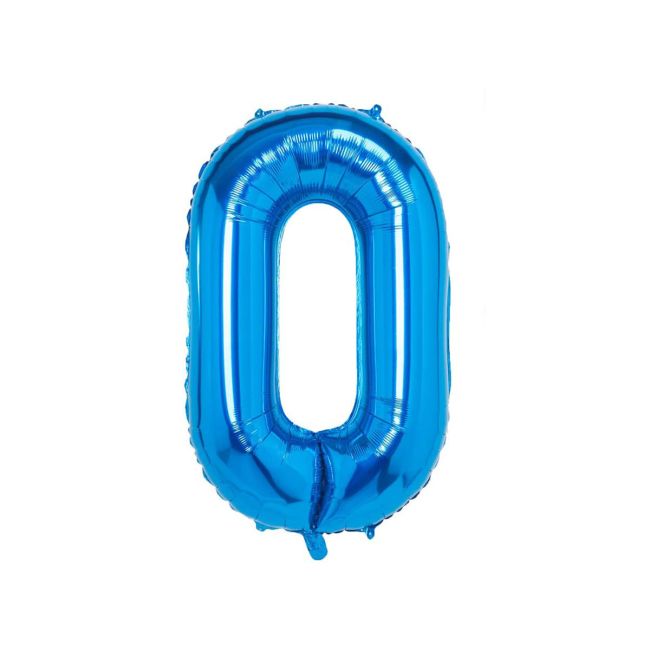 Balon folie cifra 0 albastru - 86 cm