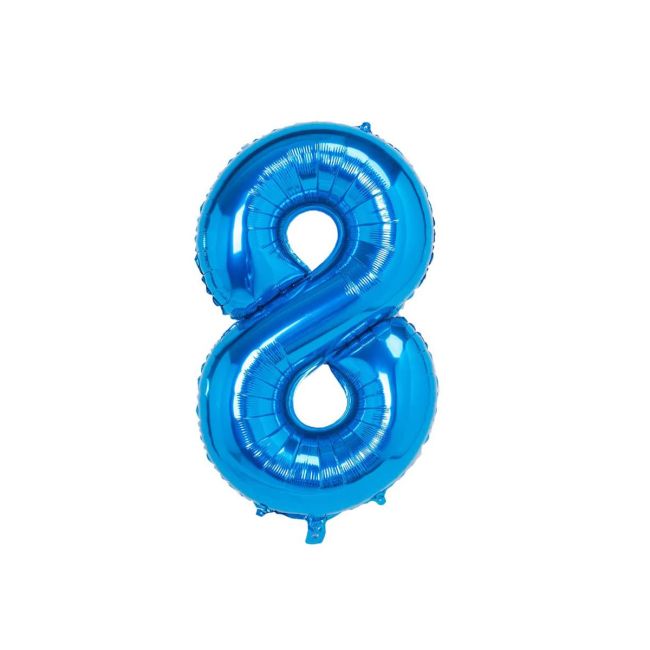 Balon folie cifra 8 albastru - 86 cm