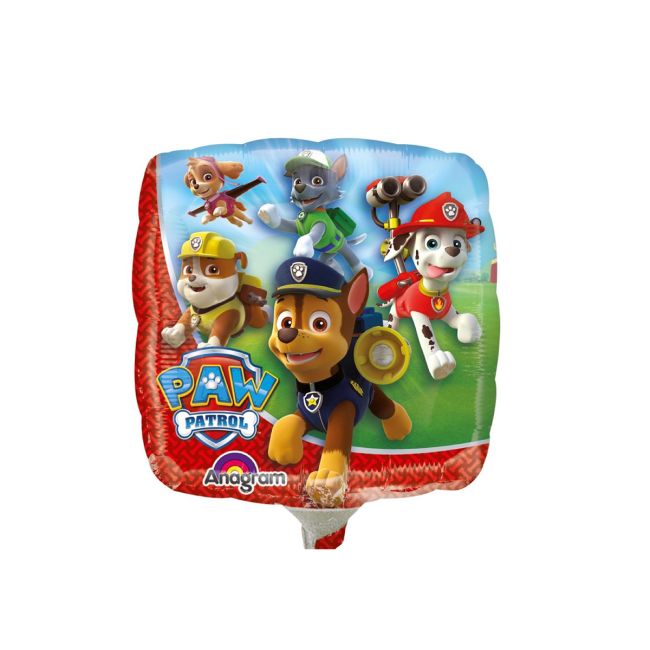 Balon patrat mini folie Paw Patrol 23 cm
