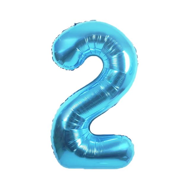 Balon folie cifra 2 bleu - 86 cm