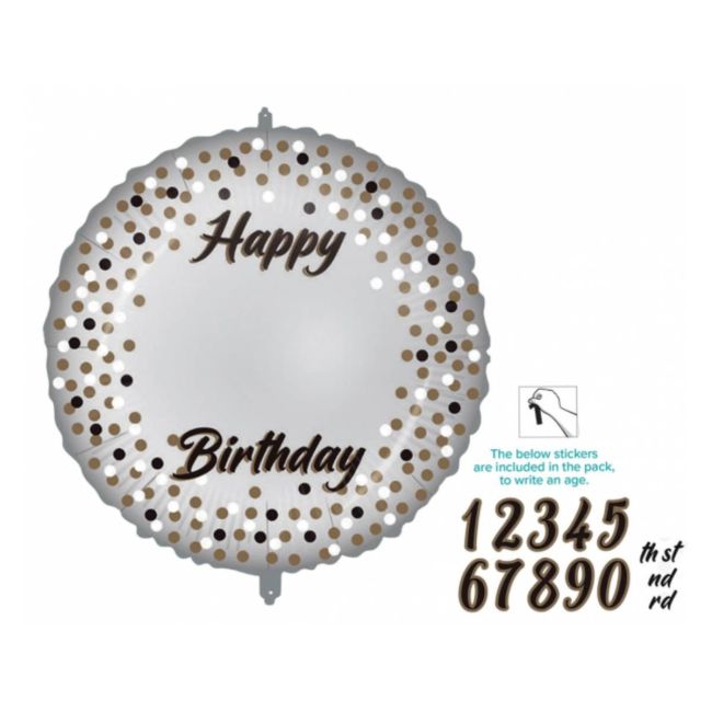 Balon Happy Birthday personalizabil cu cifre - 45 cm