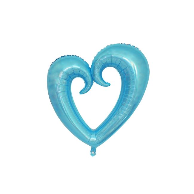 Balon inimă bleu decupată - 56 x 44 cm