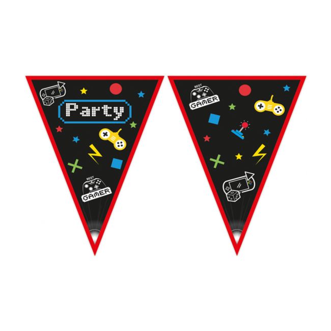 Banner stegulețe Gaming Party - 2.3 m