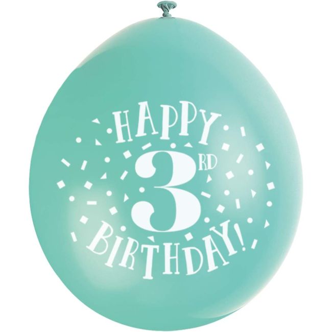 10 baloane aniversare cu cifra 3 - 22 cm