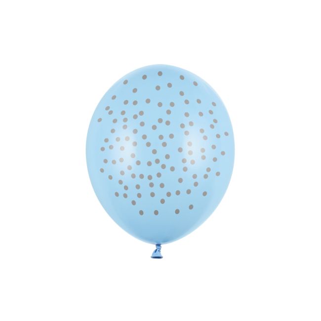 10 baloane bleu cu buline argintii - 30 cm