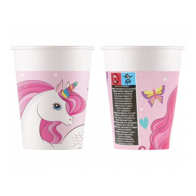8 pahare party unicorn - 200 ml