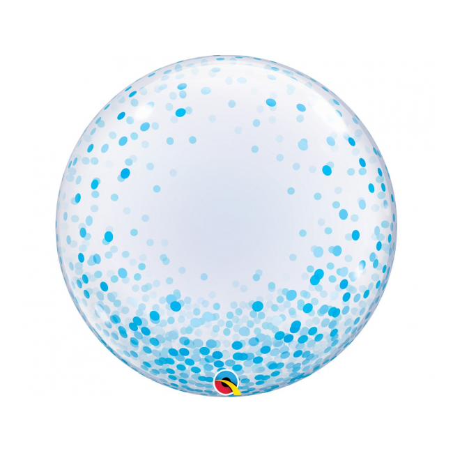 Balon bubble imprimat cu confetti bleu