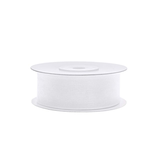 Panglică albă organza - 25mm/25m