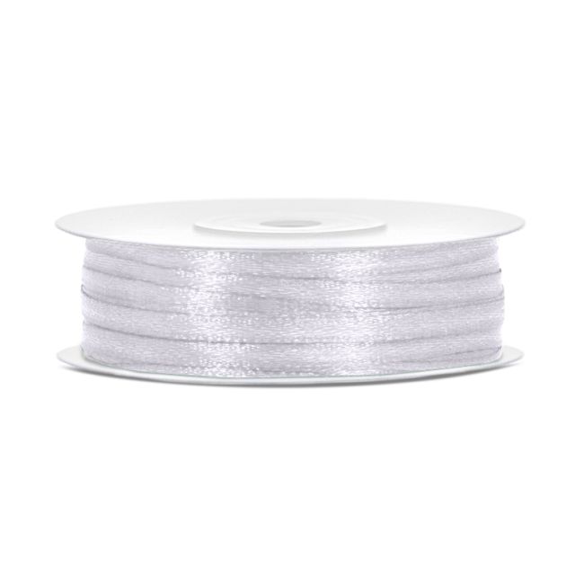 Panglică albă satinată - 3mm/50m