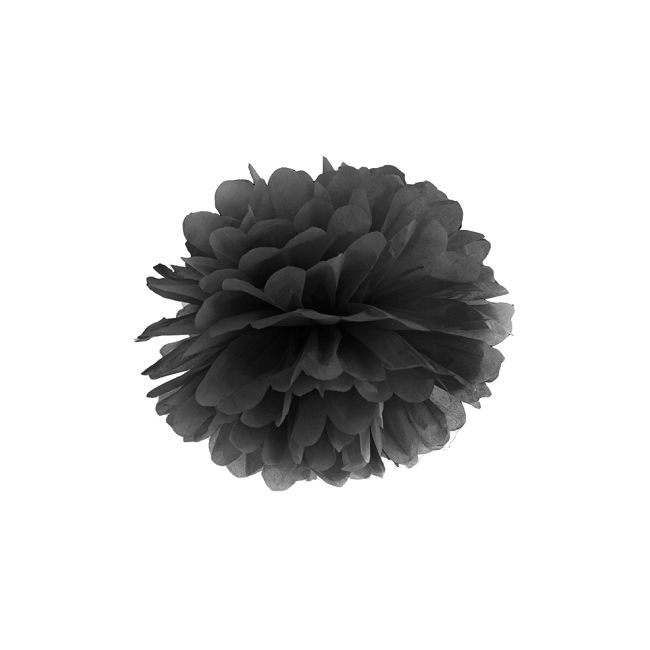 Pompon negru - 25 cm