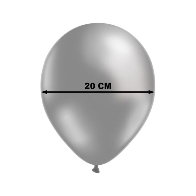 100 Baloane metalice argintii - 20 cm