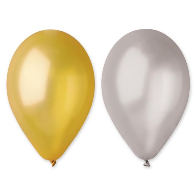 50 baloane Gemar aurii si argintii - 25 cm