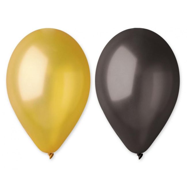 50 baloane Gemar aurii si negre - 25 cm