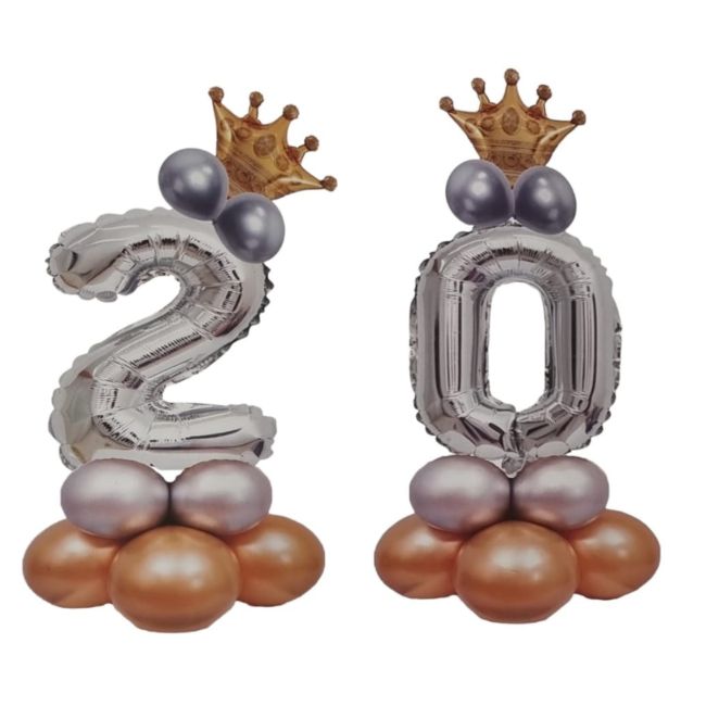 Baloane decorative argintii 20 ani