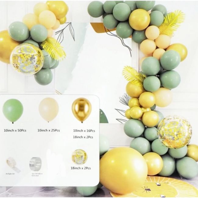 Ghirlandă decorativă cu baloane verzi și aurii 3 m