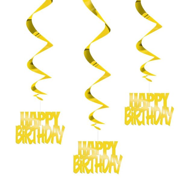 6 spirale decorative negre Happy Birthday	