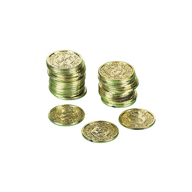 Monede aurii din comoara piratilor pentru pinata - set de 72 monede