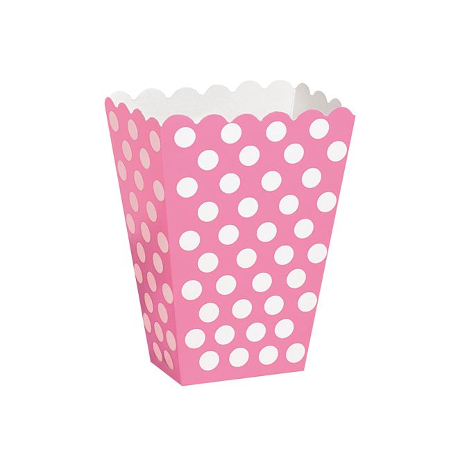 8 cutii roz cu buline pentru popcorn