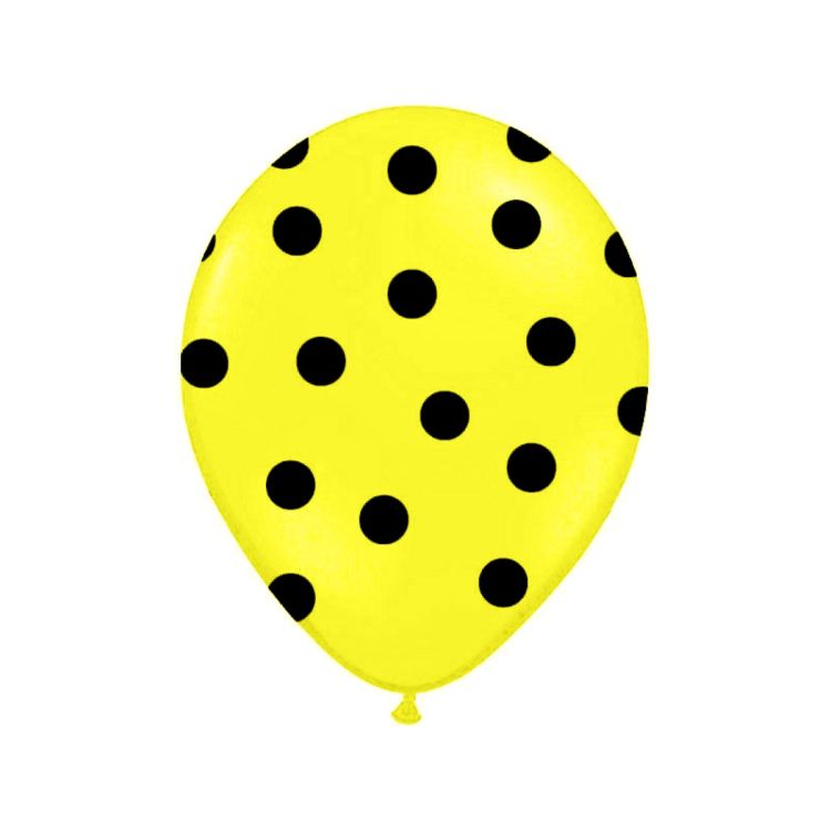 10 baloane galbene cu buline negre 30 cm