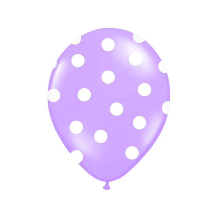 10 baloane mov cu buline albe - 30 cm