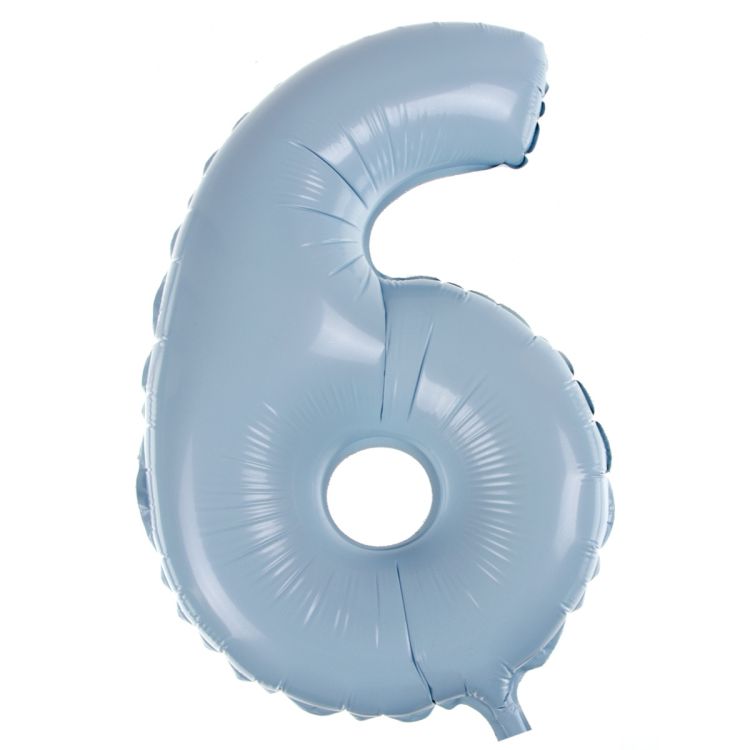 Balon folie cifra 6 bleu - 30 cm inaltime