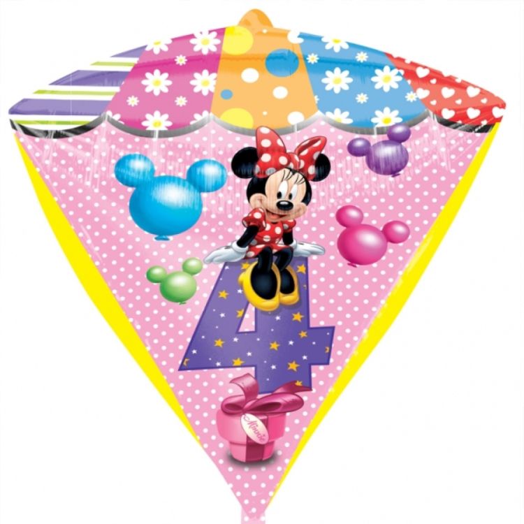 Balon folie metalizata diamondz Minnie Mouse cifra 4 - 43 cm