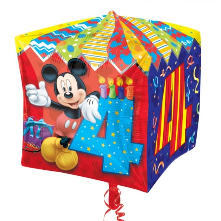Balon folie metalizata patrat Mickey Mouse cifra 4 - 38 cm