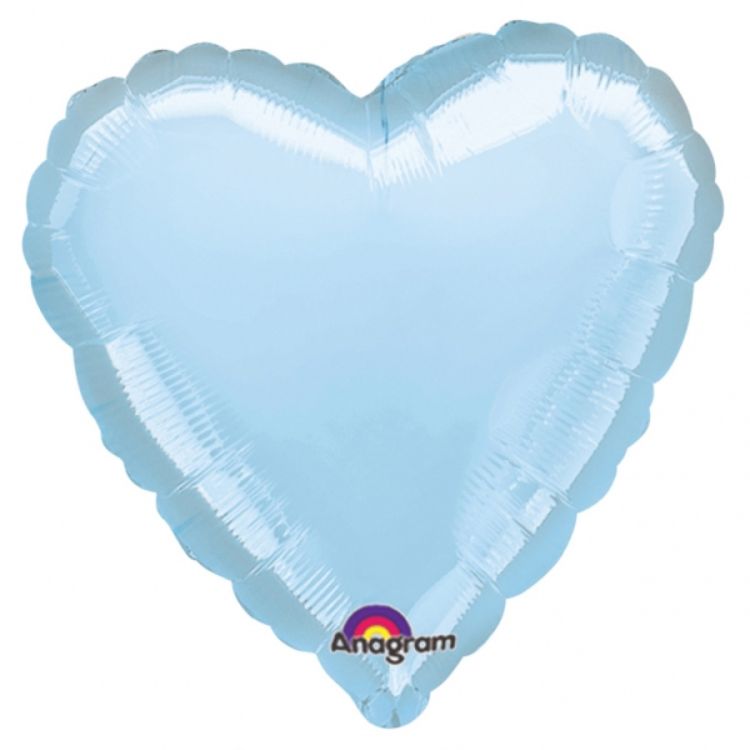 Balon inima bleu pastel metalic 43 cm
