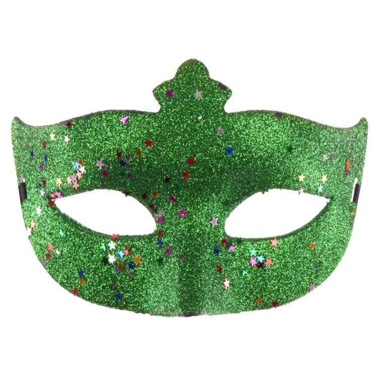 Masca de carnaval cu sclipici verde si stelute