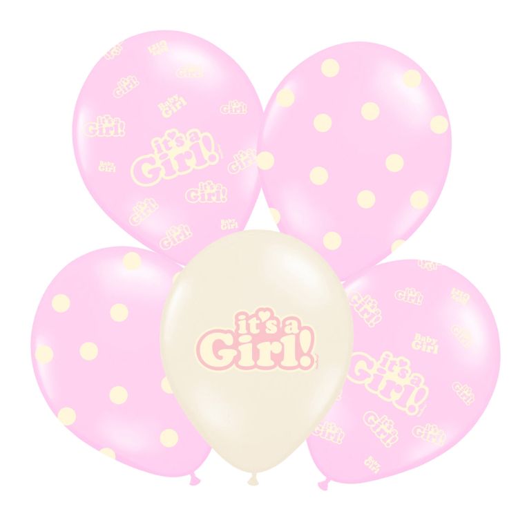 10 baloane roz si crem It's a girl 30 cm