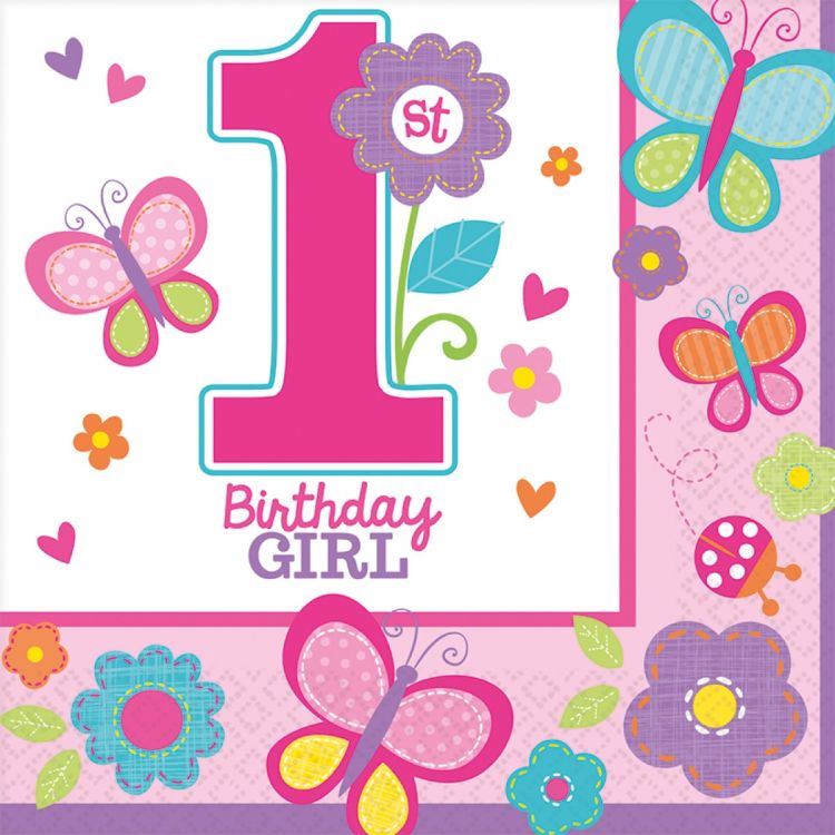 16 servetele mari Sweet Birthday Girl