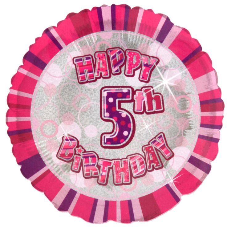 Balon folie roz cifra 5 - 45 cm