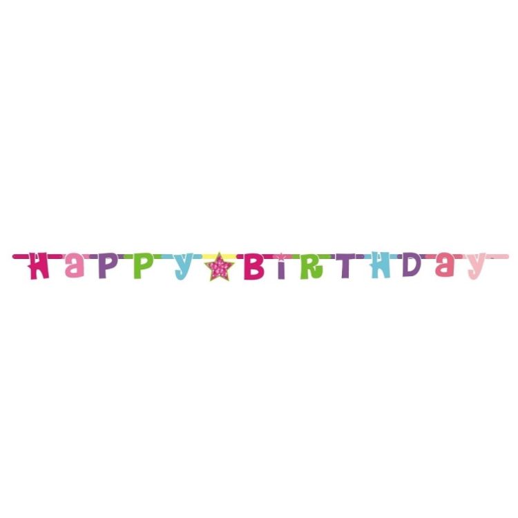 Banner litere Happy Birthday roz 1.8 m