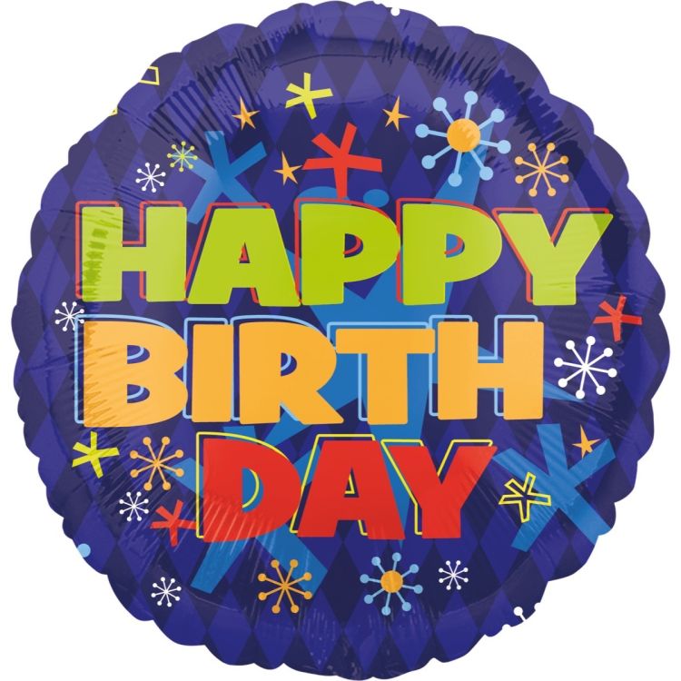Balon albastru folie metalizata Happy Birthday