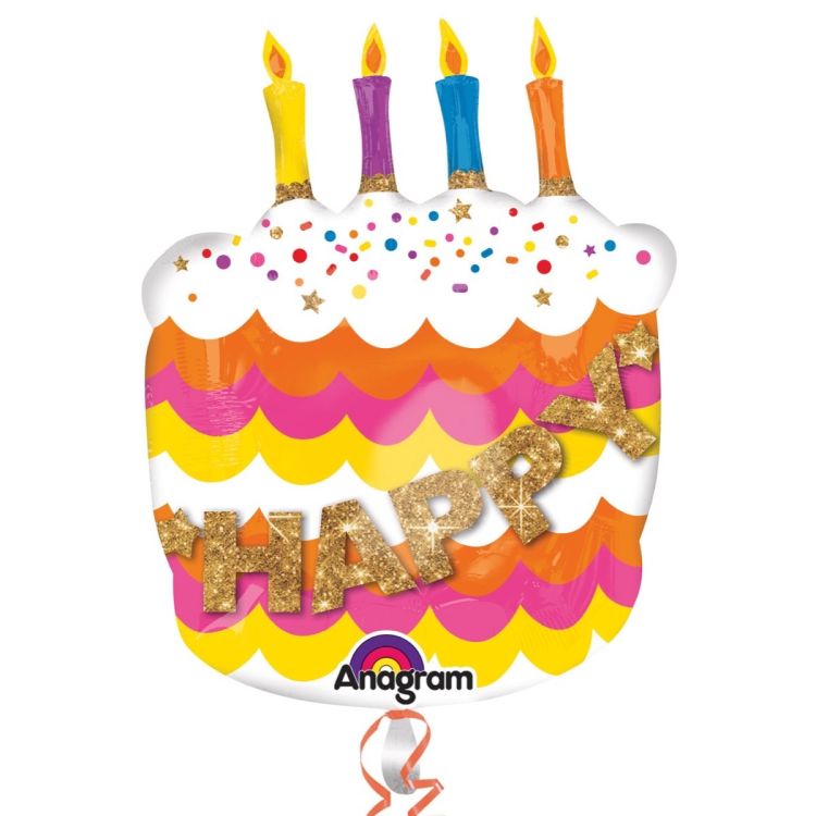 Balon folie tort Happy Birthday 55 x 68 cm