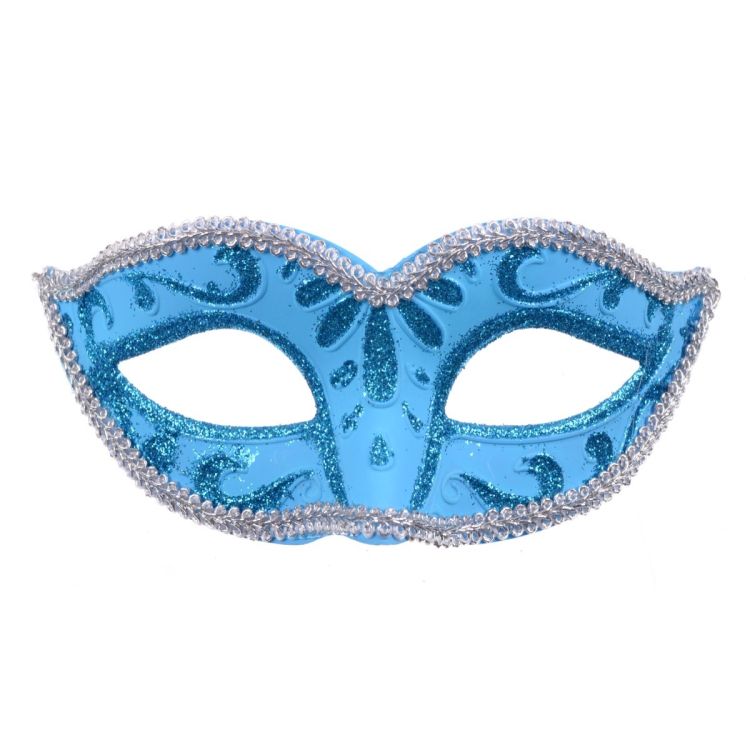 Masca venetiana bleu cu sclipici