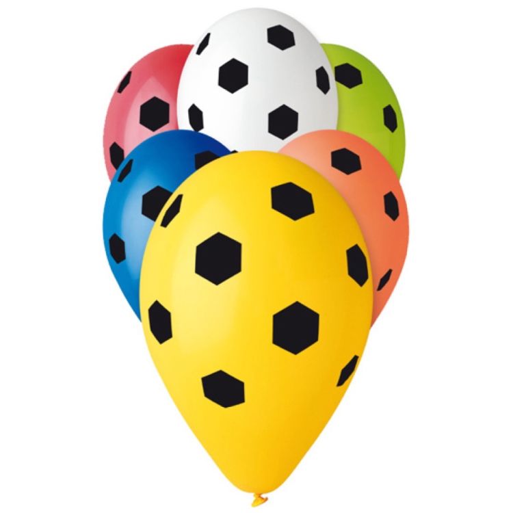 5 Baloane multicolore carouri minge fotbal - 25 cm