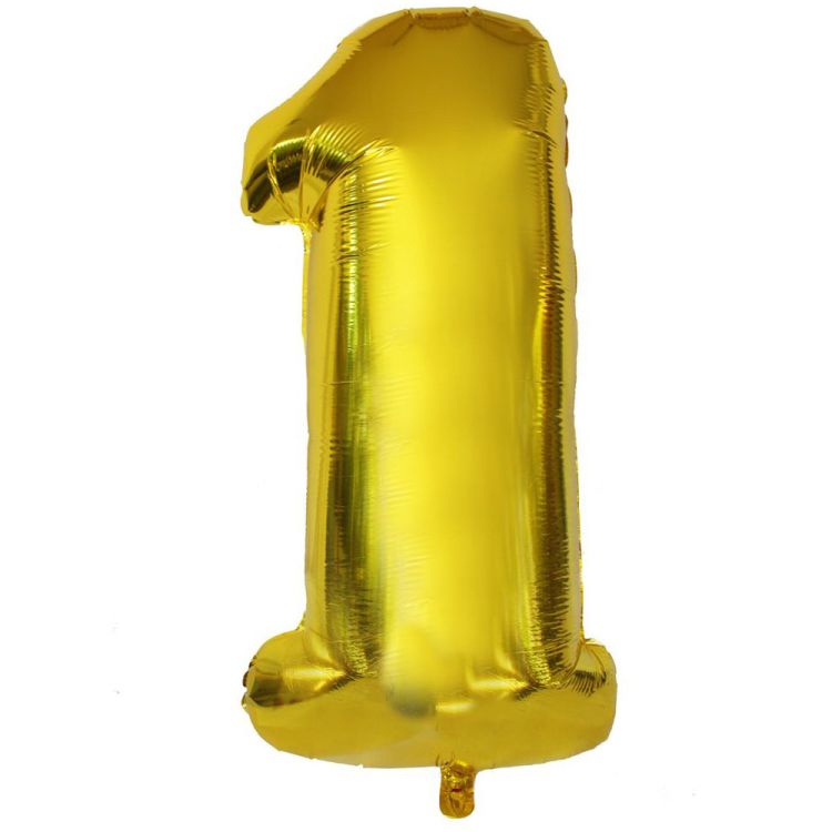 Balon folie cifra 1 auriu, 66 cm