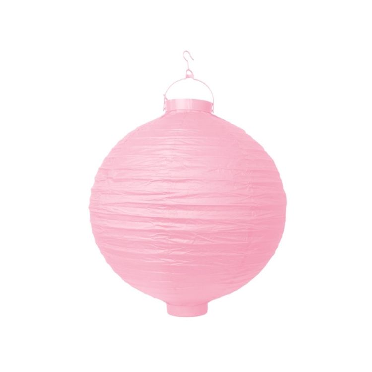 Lampion roz cu LED 30 cm